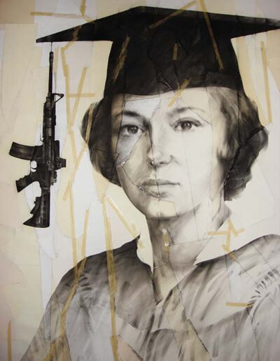 Missing in Action, The Vietnam War, 2006, Charcoal and tape on paper, 120 x 84 in